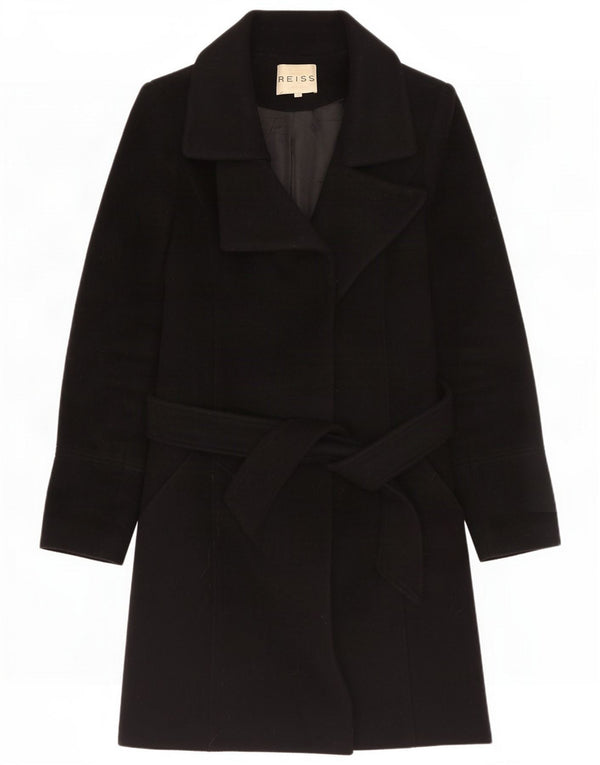 Abrigo extragrande para mujer Reiss UK 10 Small Black Wool