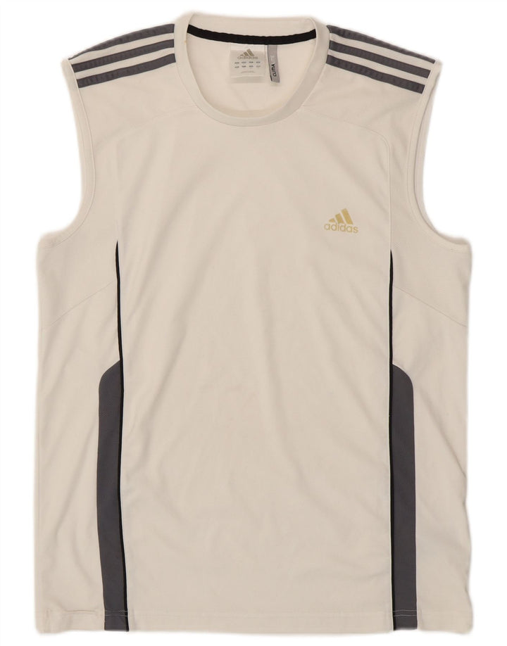 ADIDAS Hombre Climalite Chaleco Top Grande Blanco Colorblock Poliéster