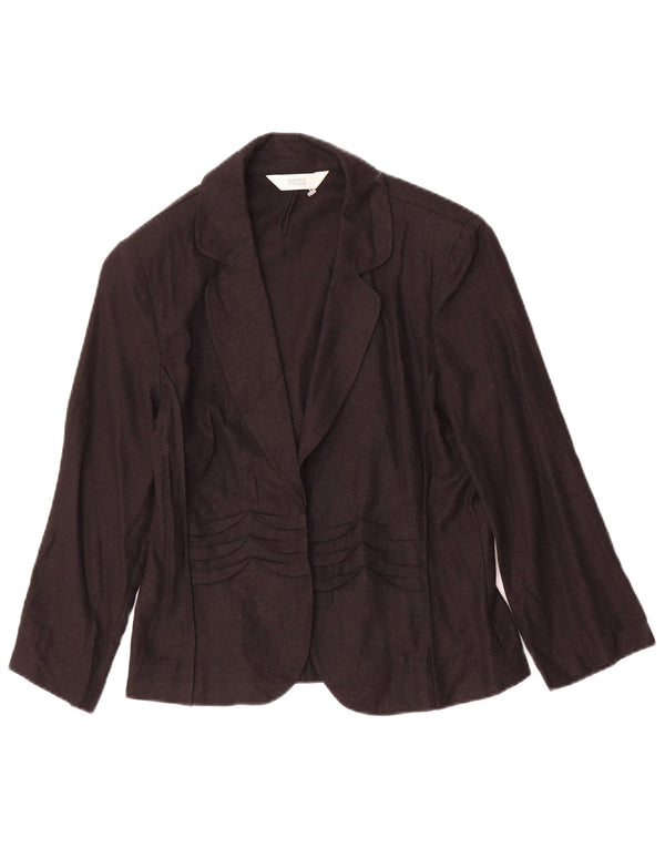 Marks & Spencer Chaqueta Blazer de Manga 3/4 para Mujer UK 8 Small Lino Negro