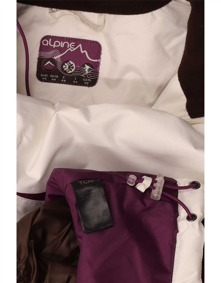 Chaqueta de esquí con capucha Alpine para hombre IT 50 Large poliéster blanco color block