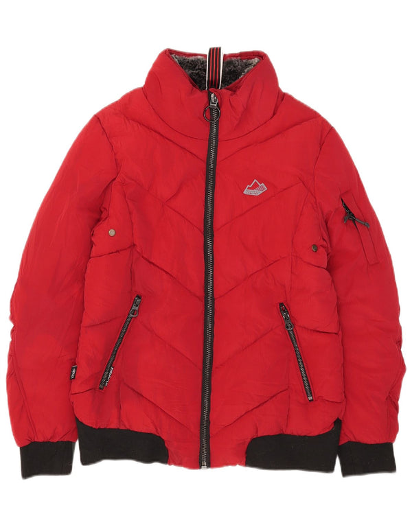 KHUJO Chaqueta acolchada para mujer UK 6 XS Rojo Colorblock Poliéster