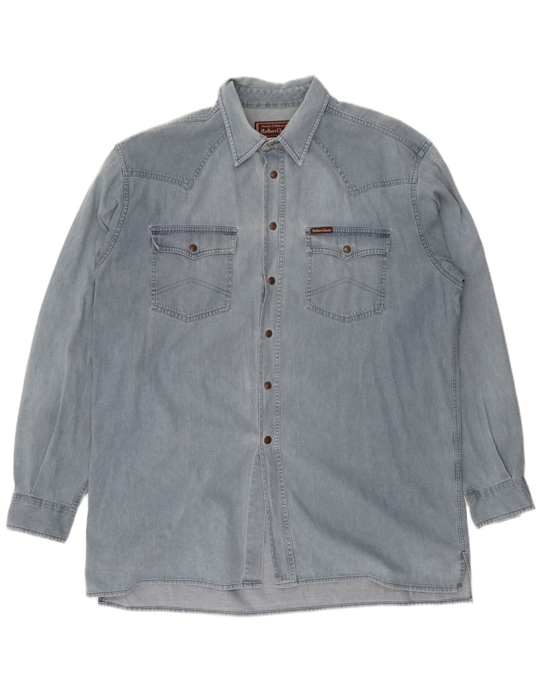 Marlboro Classics Camisa vaquera para hombre 2XL Algodón azul