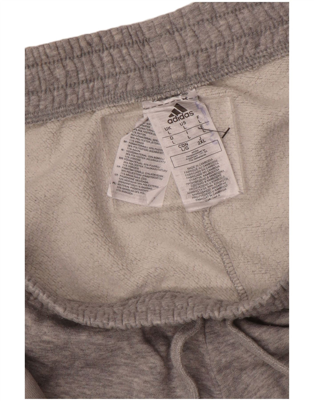 ADIDAS Hombre Pantalones De Chándal Joggers Grande Gris Colorblock Algodón