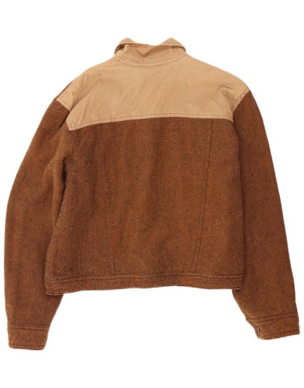 Vintage mujer chaqueta reversible Reino Unido 12 marrón medio