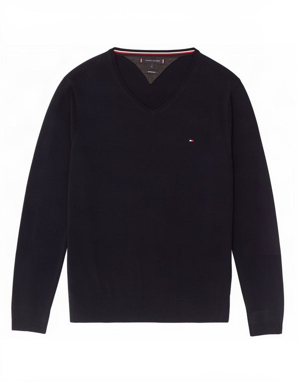 Tommy Hilfiger Jersey con cuello en V para hombre, talla grande, algodón azul marino