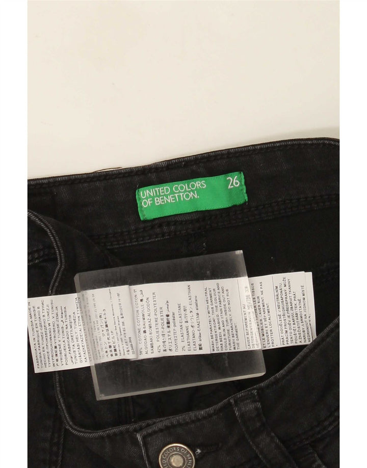 Benetton Vaqueros Slim W26 L29 Negro Algodón