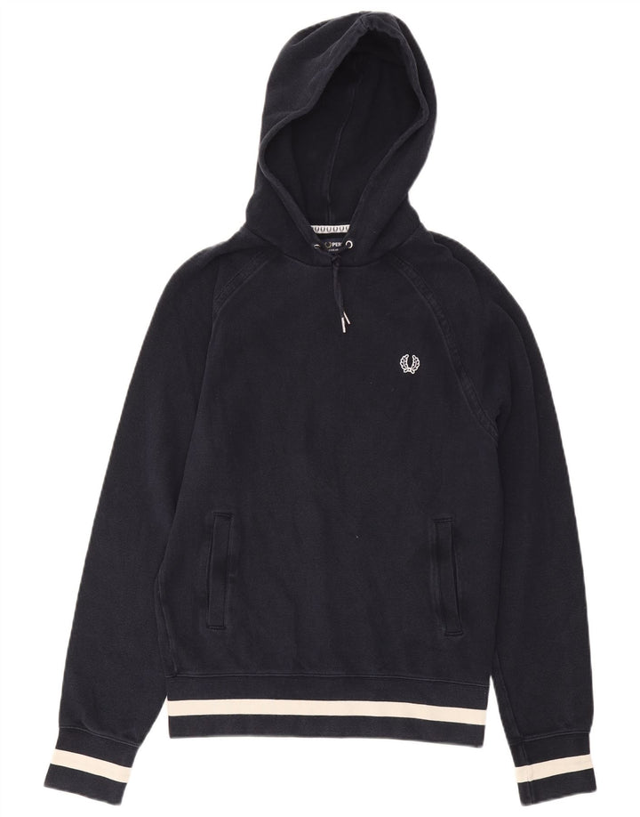 Fred Perry Hombre Sudadera Con Capucha Jersey Pequeño Azul Marino Algodón