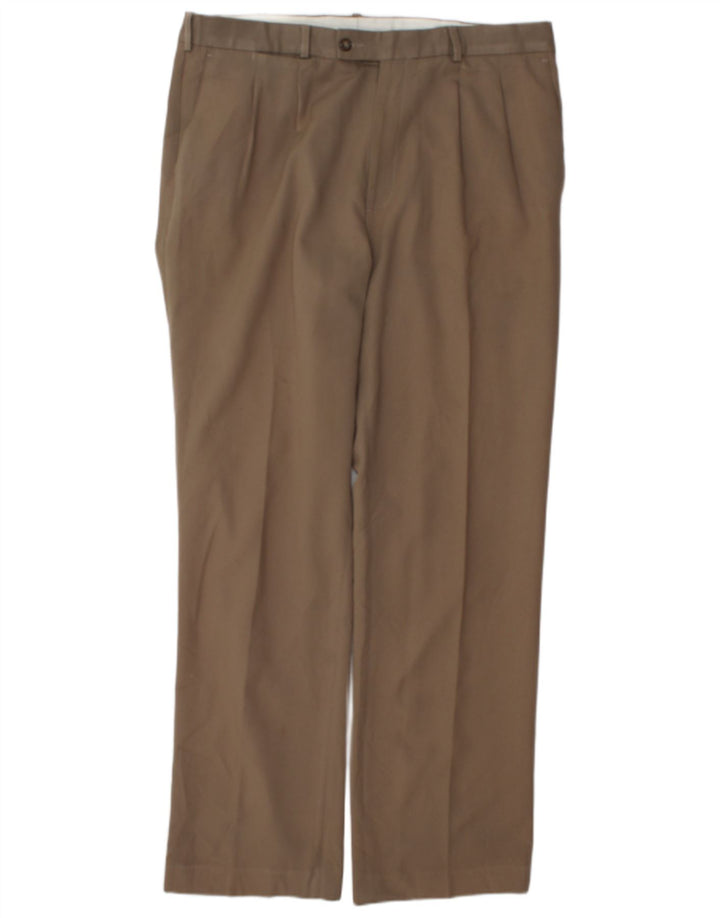 Farah Mens Pegged Traje Pantalones W36 L32 Beige