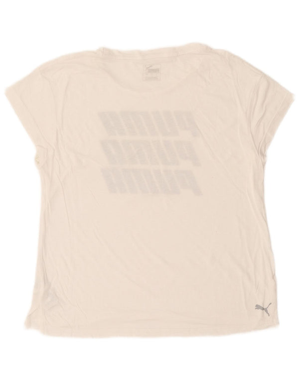 Puma Camiseta gráfica extragrande para mujer Top UK 10 Small White Cotton
