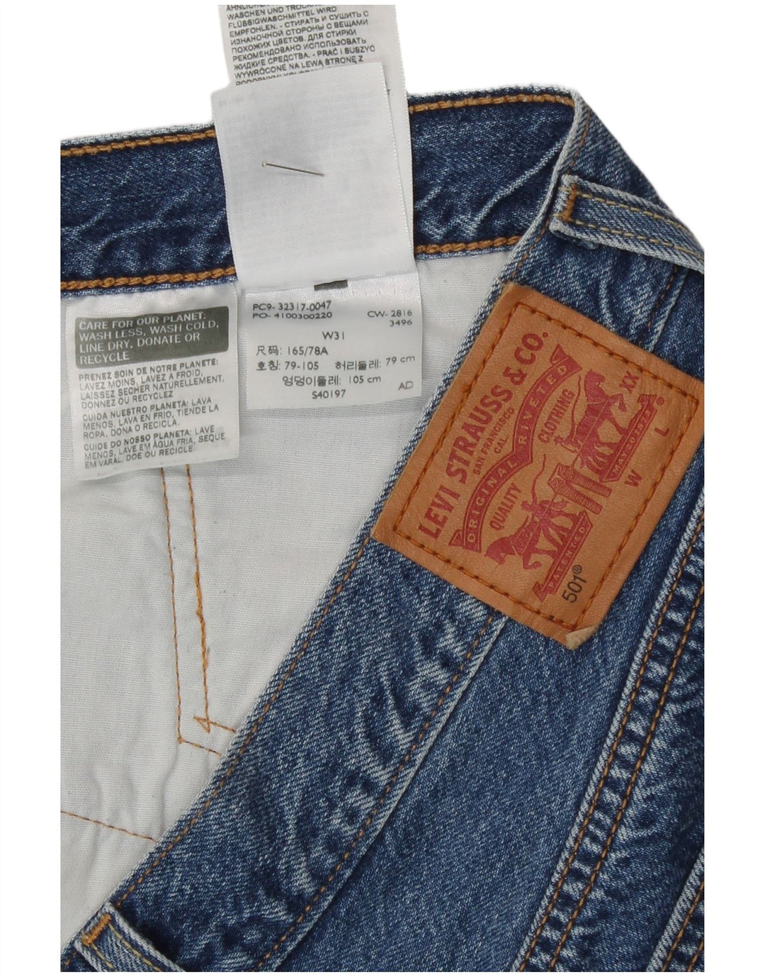Levi's Mujer 501 Shorts Vaqueros W31 Algodón Azul Medio