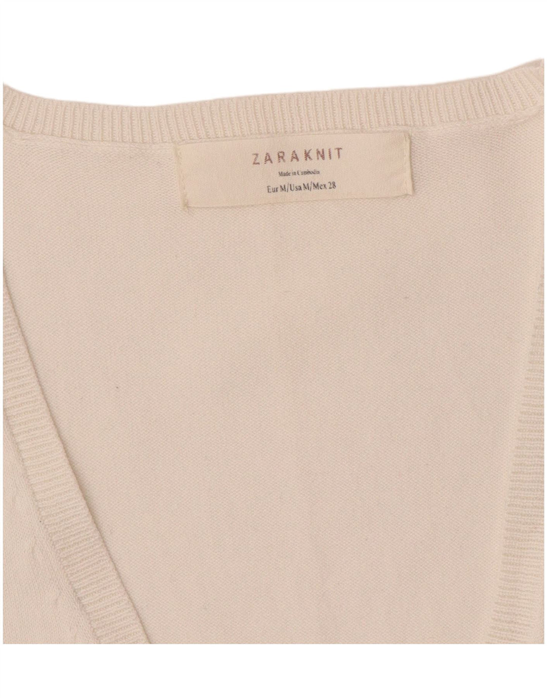 Zara Mujer Cárdigan Suéter UK 12 Mediano Blanco