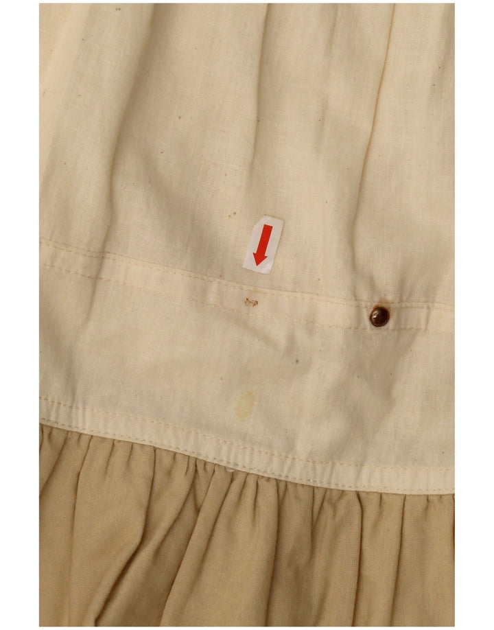 Falda evasé vintage para mujer W25 Bloque de color beige pequeño