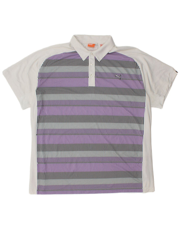 PUMA Polo para hombre 2XL Poliéster a rayas blancas