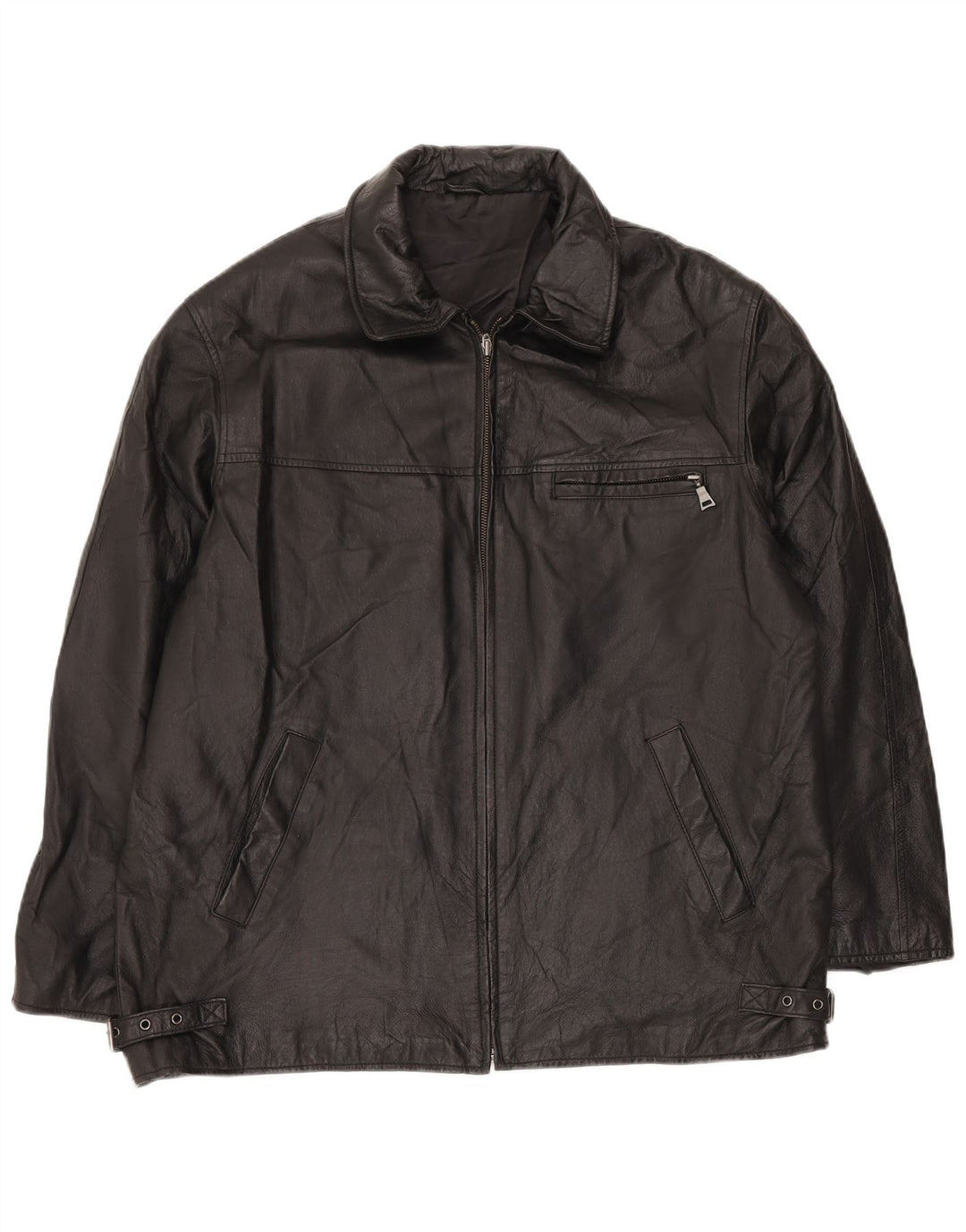 ANGELO LITRICO Chaqueta de cuero para hombre UK 42 XL Cuero negro