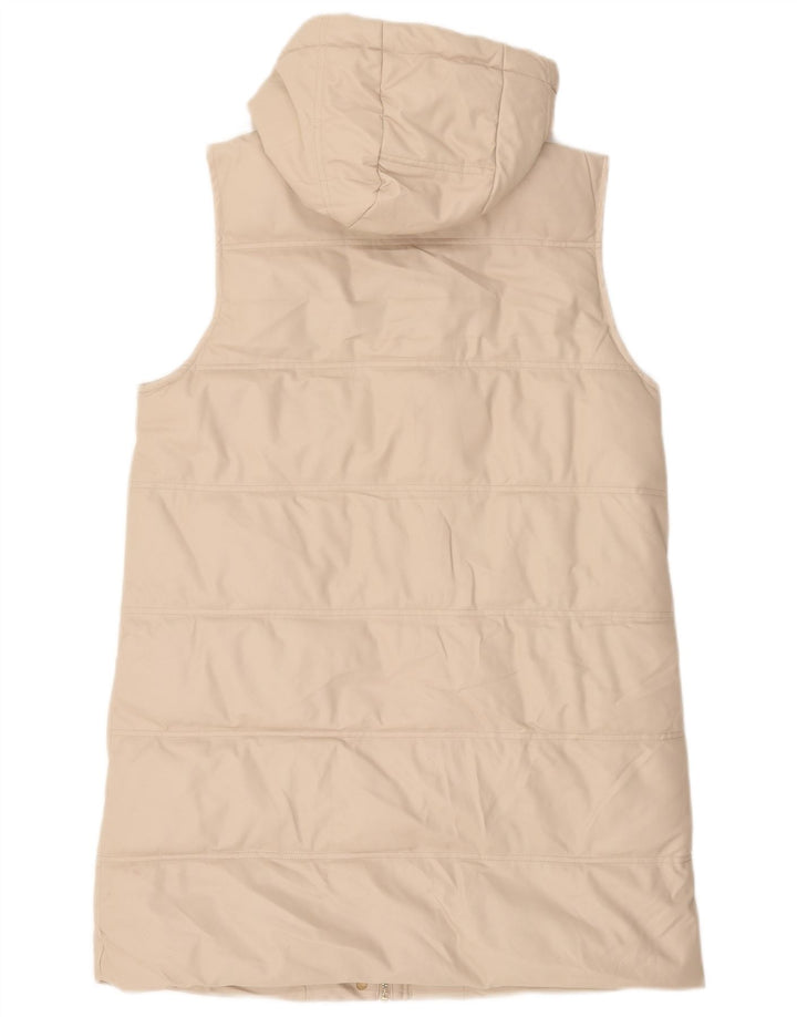Zara Mujer Chaqueta Acolchada Sin Mangas Con Capucha UK 44 Poliéster Beige Medio