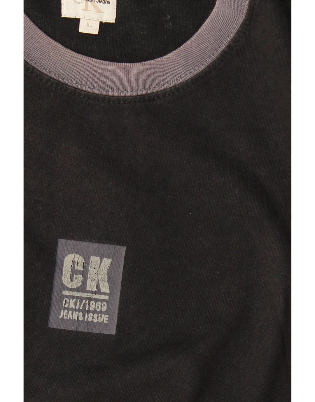 CALVIN KLEIN JEANS Camiseta para hombre Top Grande Negro Algodón