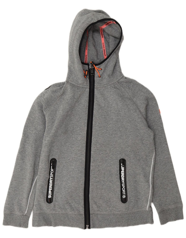 Superdry Sudadera con capucha y cremallera gráfica para mujer UK 40 XL Algodón gris