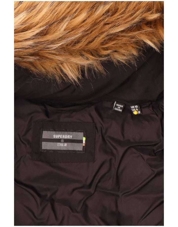Superdry Mujer Chaqueta Acolchada Con Capucha UK 40 Small Nylon Negro