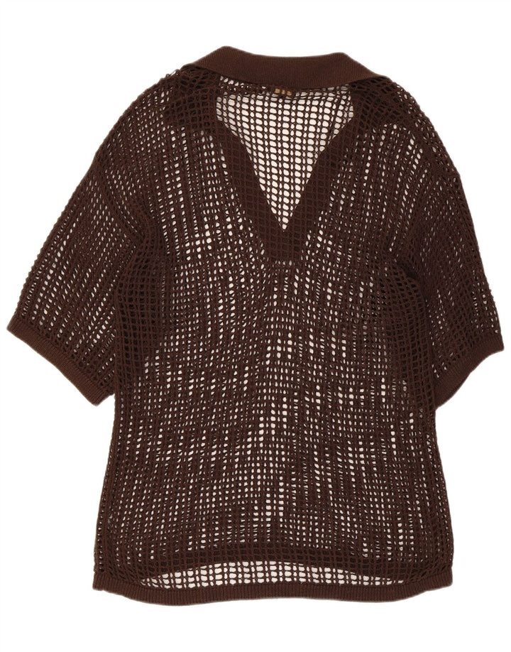 Massimo Dutti Blusa De Ganchillo Transparente para Mujer UK 44 Marrón Medio