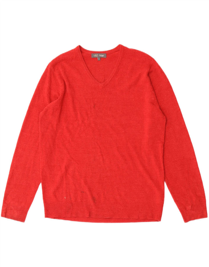 Marks & Spencer Suéter con Cuello en V para Hombre Acrílico Rojo Grande