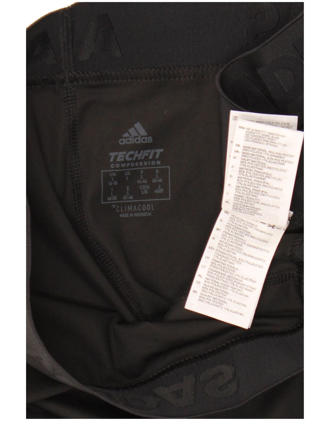 Adidas Leggings capri Tech Fit para mujer UK 16/18 Grande Negro Poliéster