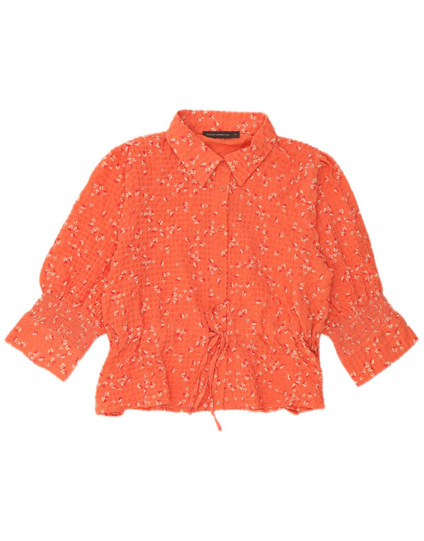 French Connection Blusa de manga 3/4 para mujer UK 44 Medio Naranja Floral