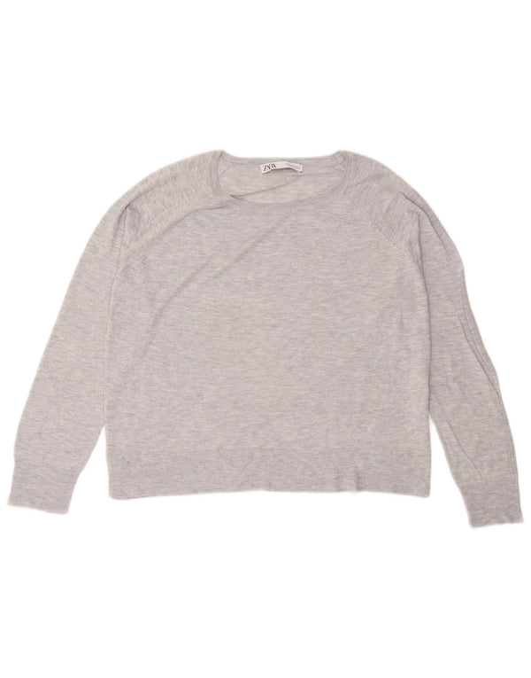Zara Mujer Blusa Holgada Top UK 44 Viscosa Gris Medio