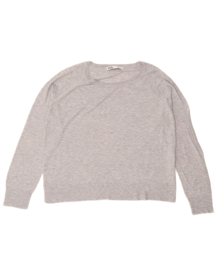 Zara Mujer Blusa Holgada Top UK 44 Viscosa Gris Medio