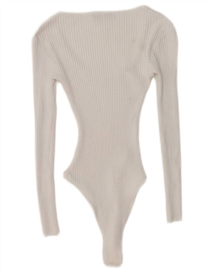 ZARA Body Manga Larga Mujer UK 8 Small Blanco