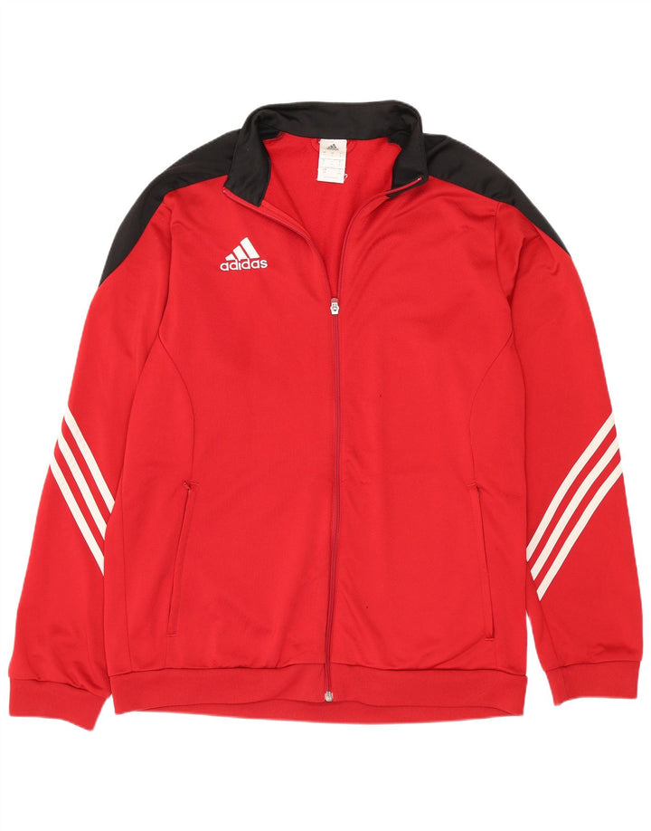 Adidas Mens Chándal Top Chaqueta Grande Rojo Poliéster