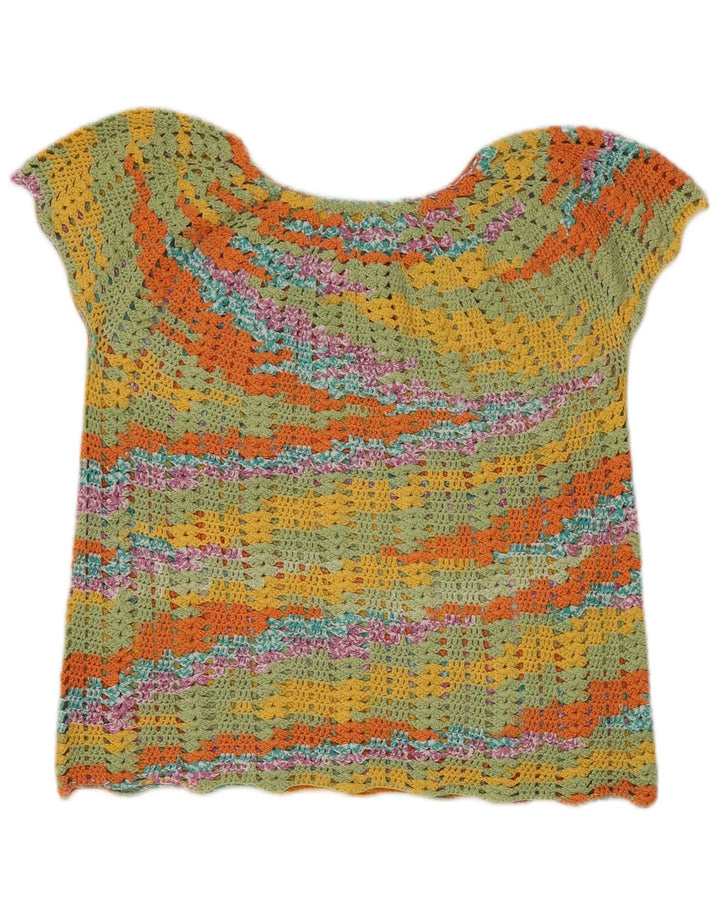 Vintage mujer barco cuello jersey suéter Reino Unido 14 medio multicolor