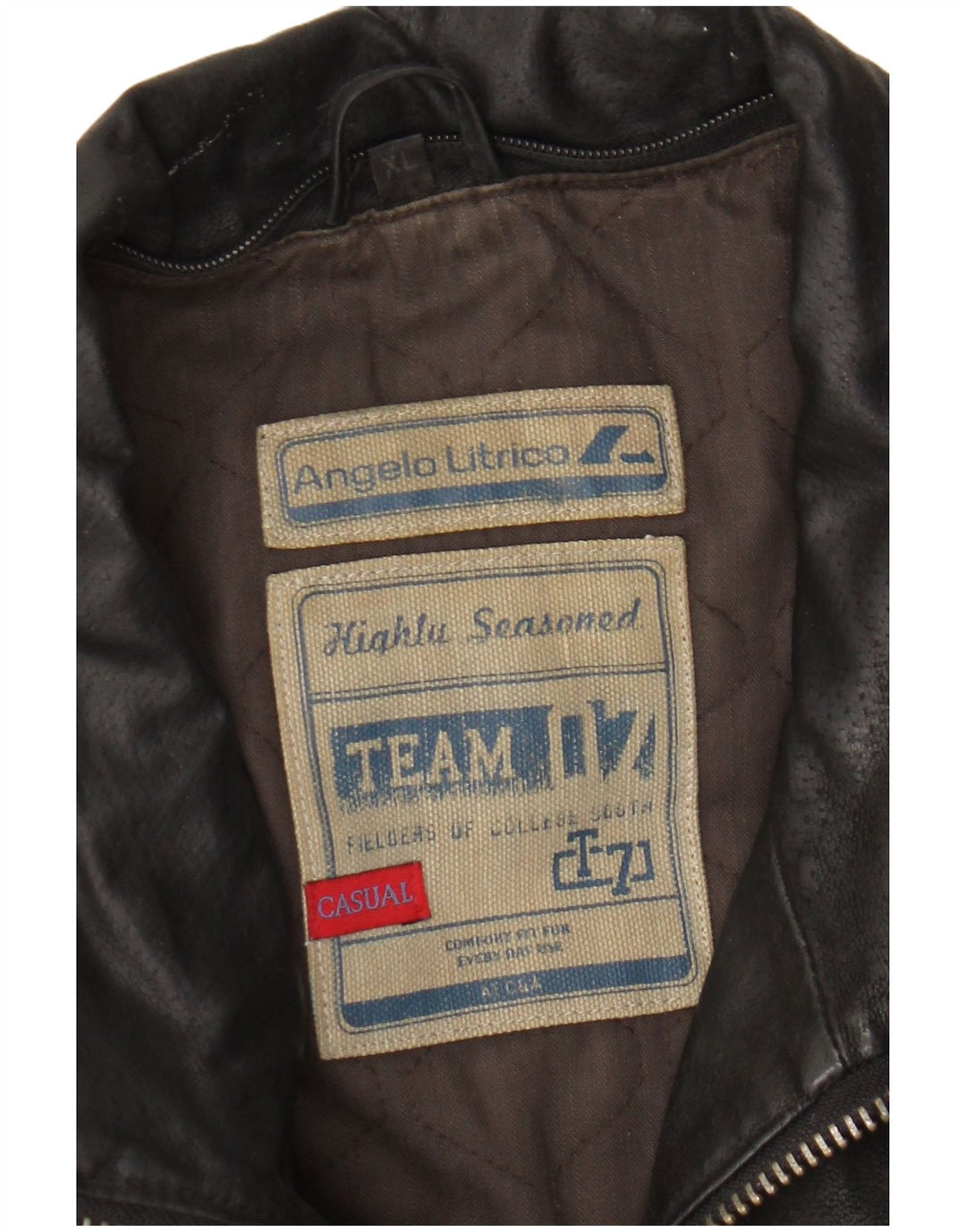 Angelo Litrico Chaqueta de cuero para hombre UK 42 XL Cuero negro