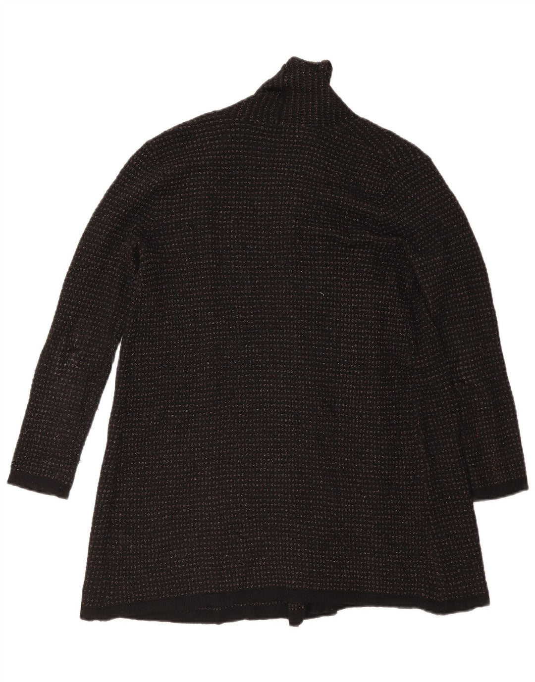 Zara Mujer Longline Open Cardigan Suéter UK 10 Pequeño Poliéster Negro
