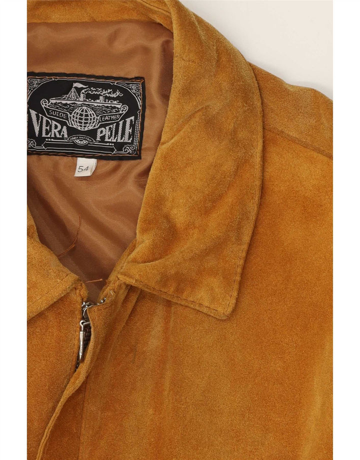Chaqueta de ante vintage para hombre IT 54 2XL cuero marrón