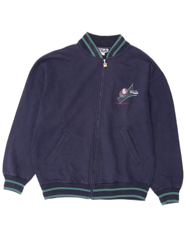 FILA Mens Graphic Loose Fit Chándal Top Chaqueta Mediano Azul Marino Algodón