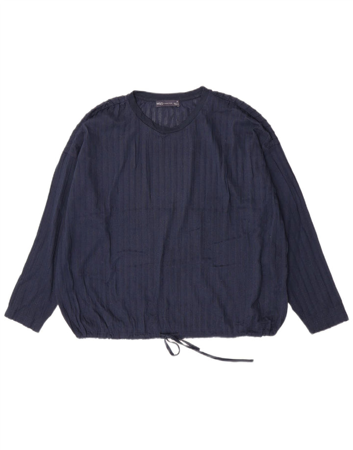 Marks & Spencer Top extragrande para mujer, manga larga, talla 40, talla grande, azul marino
