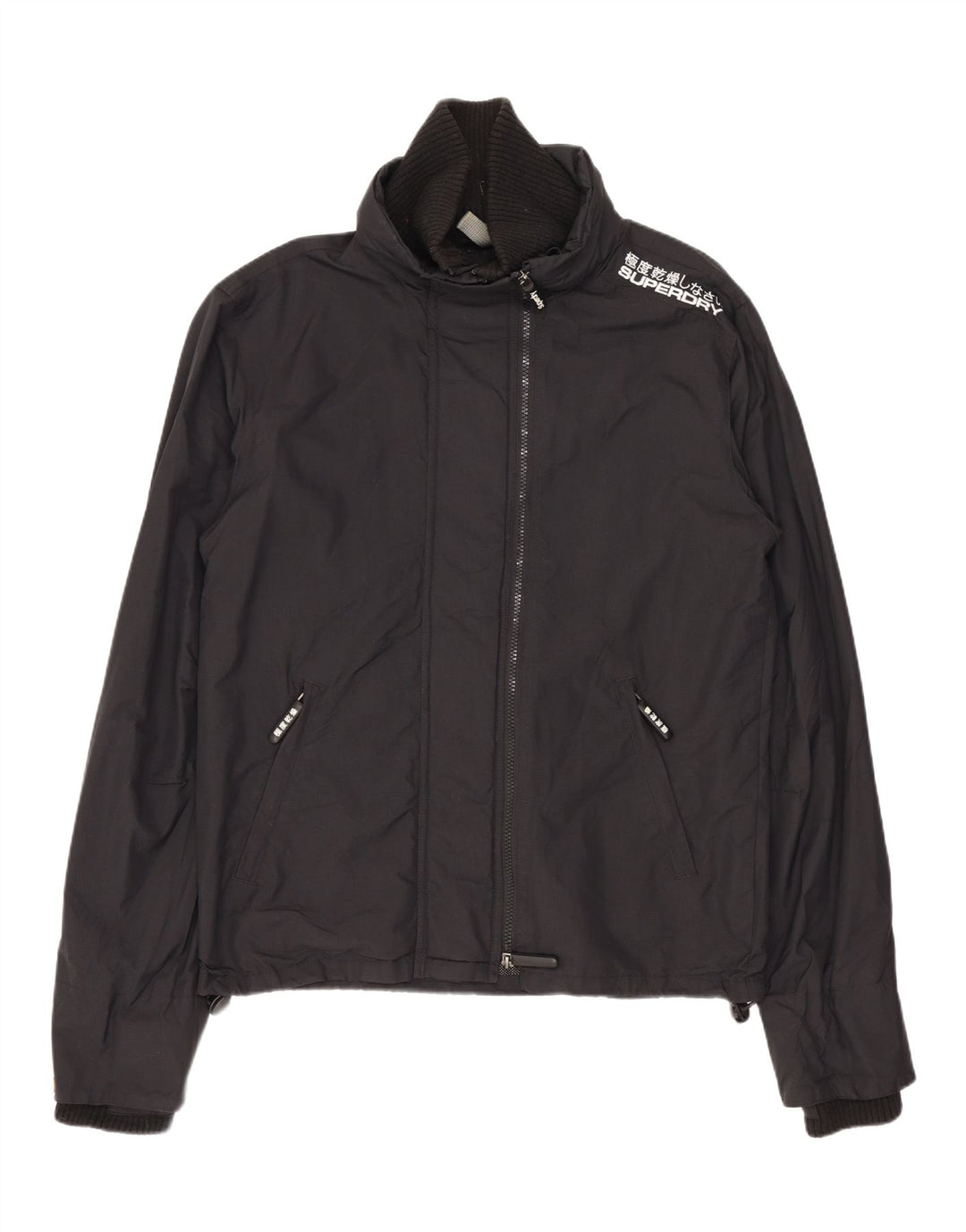 SUPERDRY Chaqueta impermeable gráfica para hombre UK 38 Medium Black Nylon