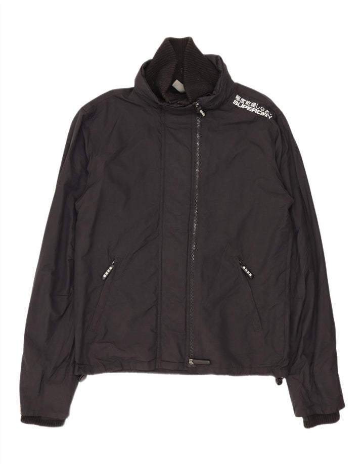 SUPERDRY Chaqueta impermeable gráfica para hombre UK 38 Medium Black Nylon