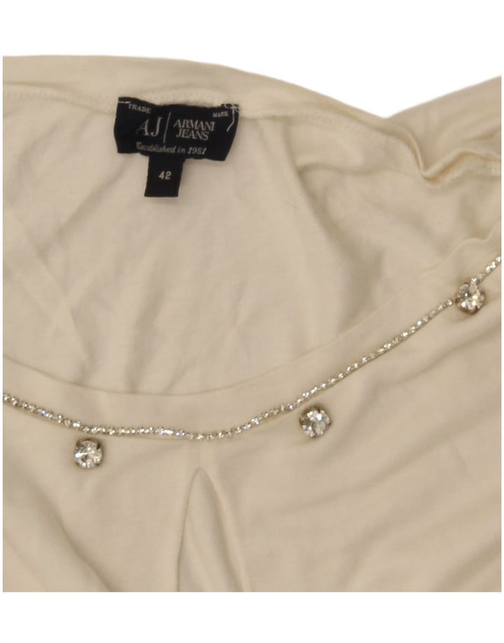Armani Jeans Mujer Top Manga Larga IT 42 Medio Blanco