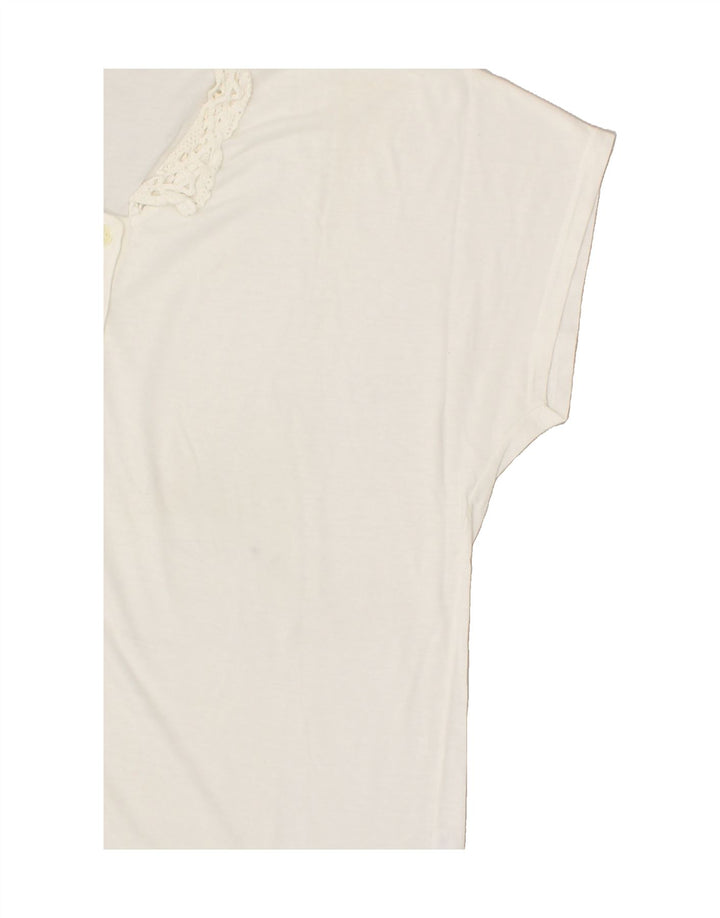 ANDREA MARE Womens Oversized Polo Shirt UK 10 Small Off White Cotton Vintage Andrea Mare and Second-Hand Andrea Mare from Messina Hembry 