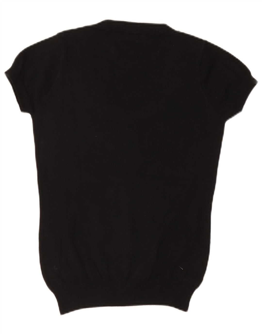 ZARA Jersey corto de manga corta con cuello barco para mujer, talla 40, talla grande, color negro