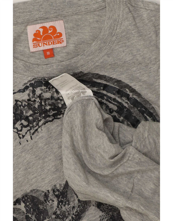Sundek Camiseta gráfica para hombre Top de algodón moteado gris medio
