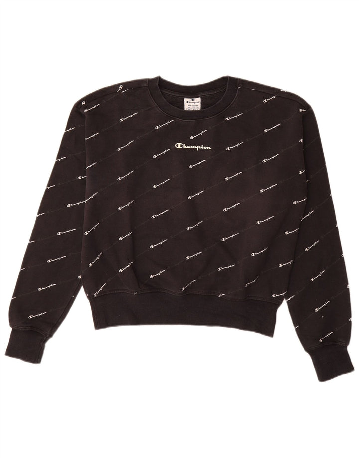 CHAMPION Sudadera gráfica para mujer Jumper UK 14 Medium Black