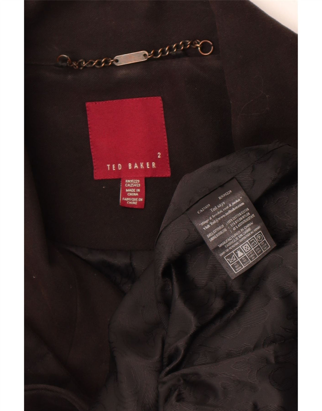 Ted Baker Chaquetón para Mujer Talla 2 Pequeño Algodón Negro
