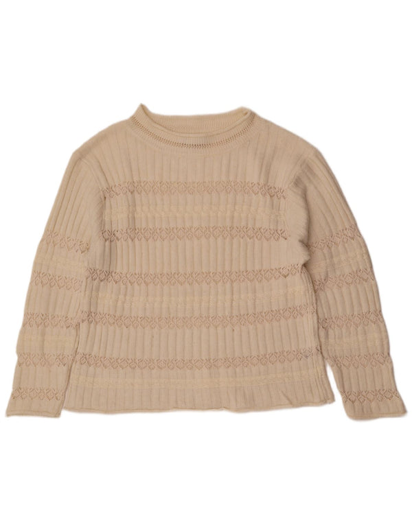 Zara Jersey con Cuello Barco para Mujer UK 10 Small Off White Rayas