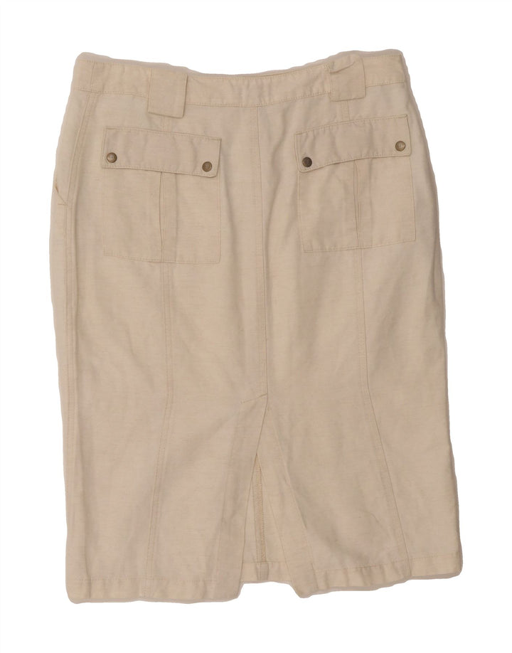 TRUSSARDI Womens Pencil Skirt IT 42 Medium W30  Off White Cotton Vintage Trussardi and Second-Hand Trussardi from Messina Hembry 