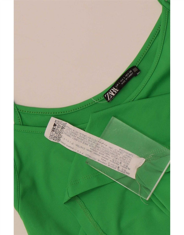 Zara Mujer Cami Top UK 44 Grande Poliamida Verde