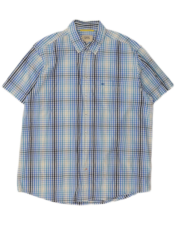 Camisa de manga corta para hombre Camel Active XL Algodón a cuadros azul