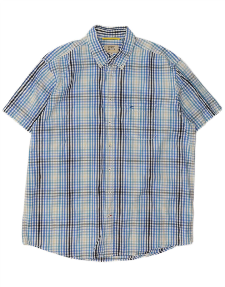 Camisa de manga corta para hombre Camel Active XL Algodón a cuadros azul