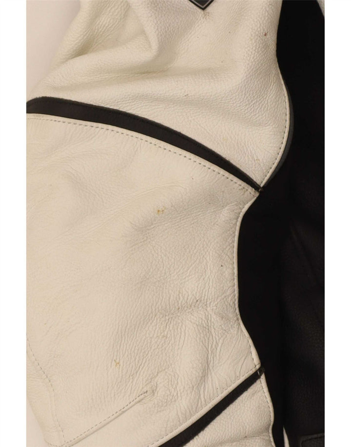 Vanucci Chaqueta de corredor de cuero con estampado gráfico para hombre EU 48 Small White Colourblock